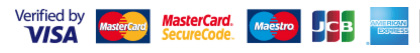 Credit card logos: Verified by Visa - MasterCard - MasterCard SecureCode - Maestro - JCB - American Express